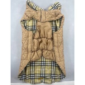 Kuoser‎ Reversible Dog Vest Quilted Plaid Pet Coat Tan Yellow XXL